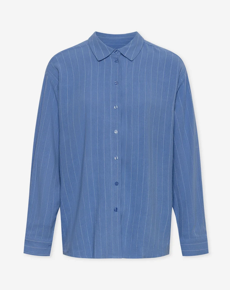 RHODE LINEN OVERSIZED BLOUSE PIN STRIPE BLAUW