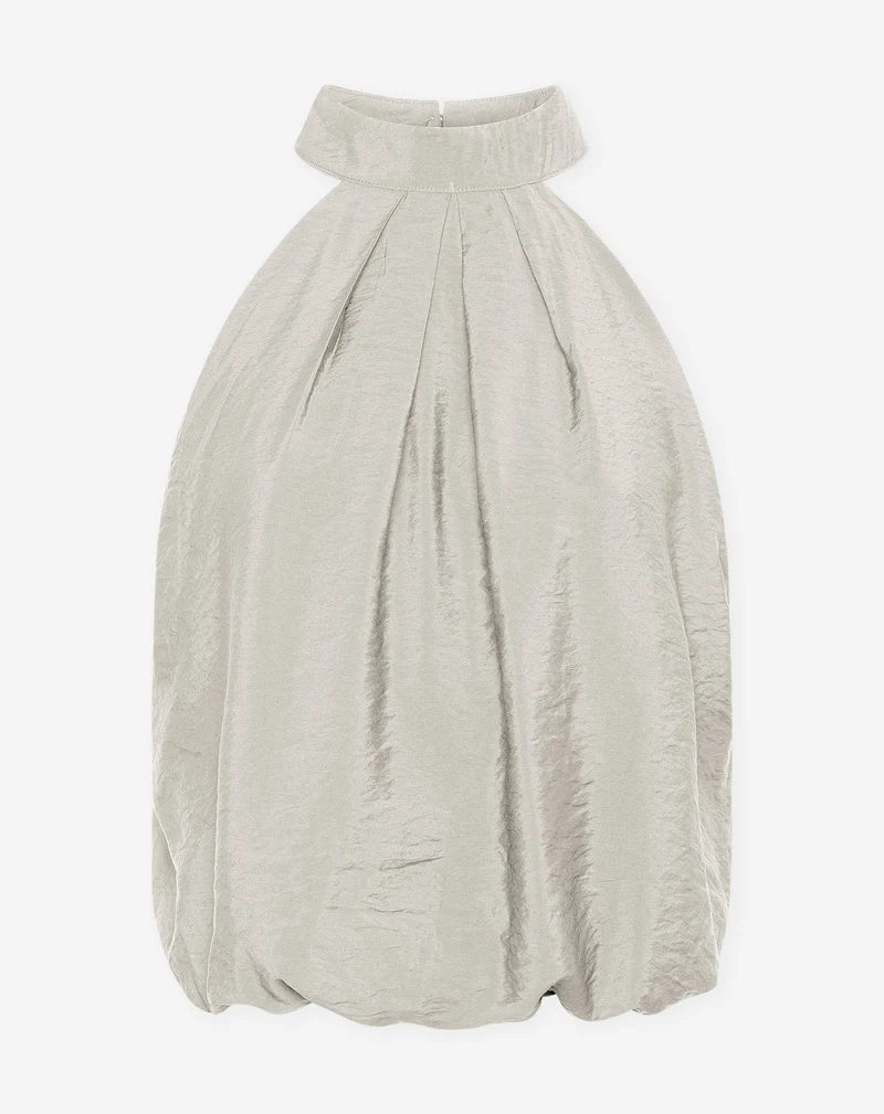 LUX BUBBLE HEM HALTER TOP GRIJS