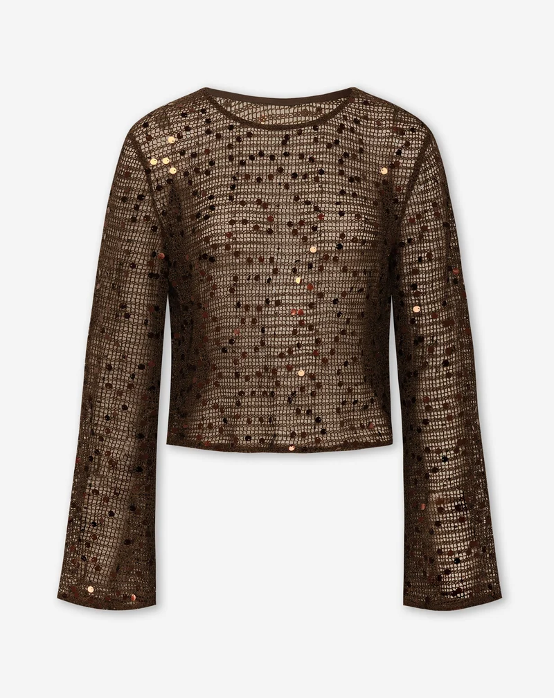 SEQUIN CROCHET TOP BRUIN
