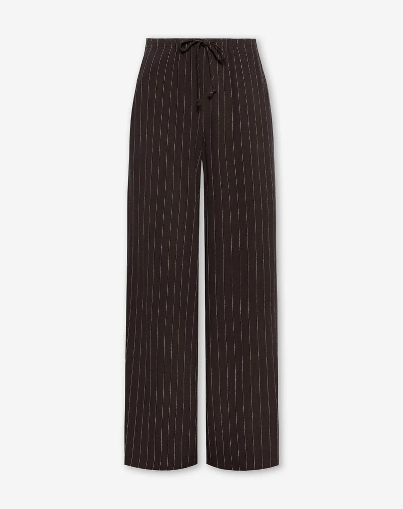 RHODE LINEN PULL ON PANTS PIN STRIPE BRUIN