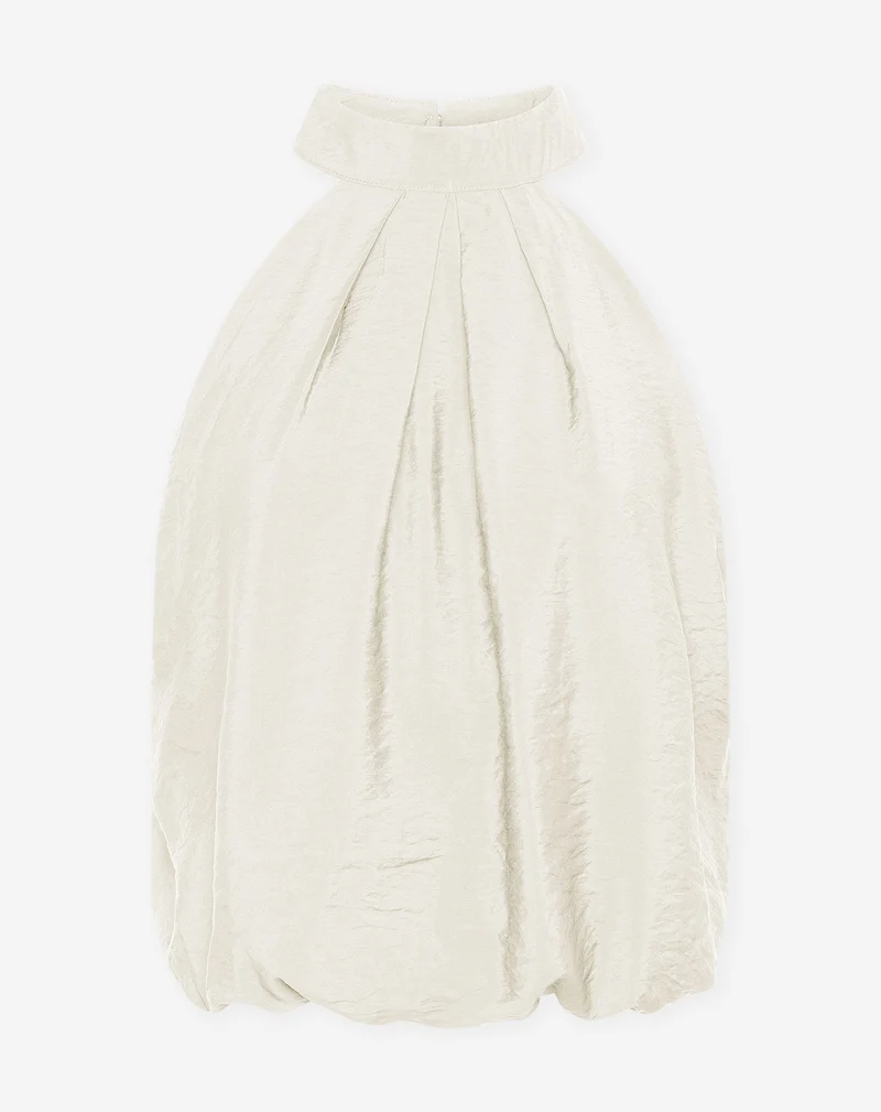 LUX BUBBLE HEM HALTER TOP CRÈME