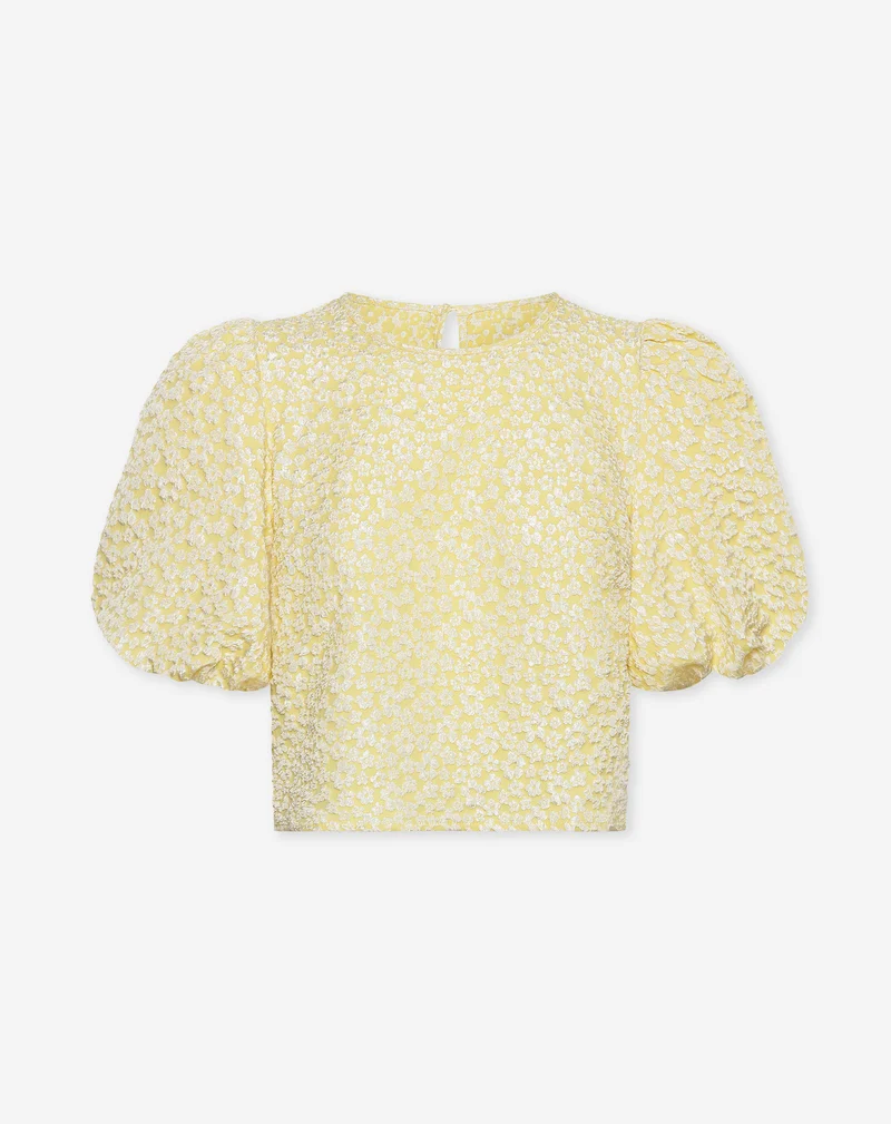 BETTY FLOWER JACQUARD PUFF SLEEVE TOP BOTERGEEL