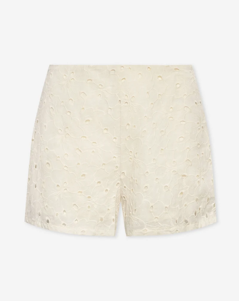 CHRISSY EMBROIDERY ANGLAISE SHORTS CRÈME