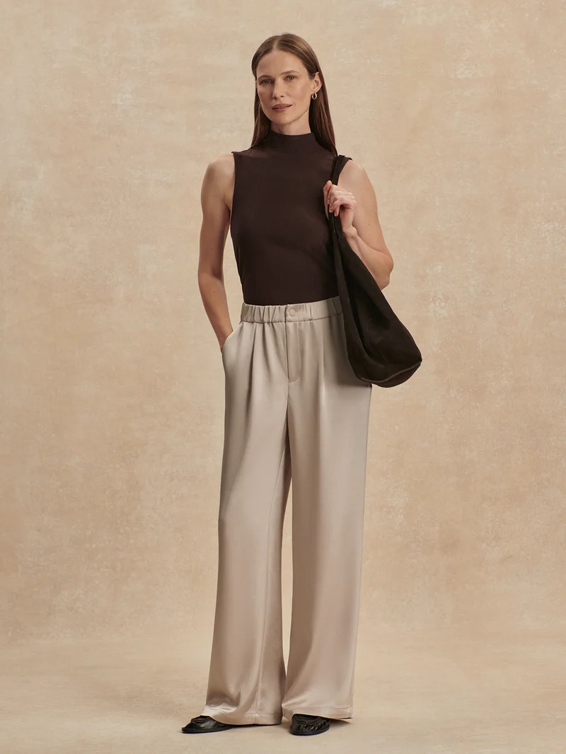 Double Satin Wide Leg Pant Regular