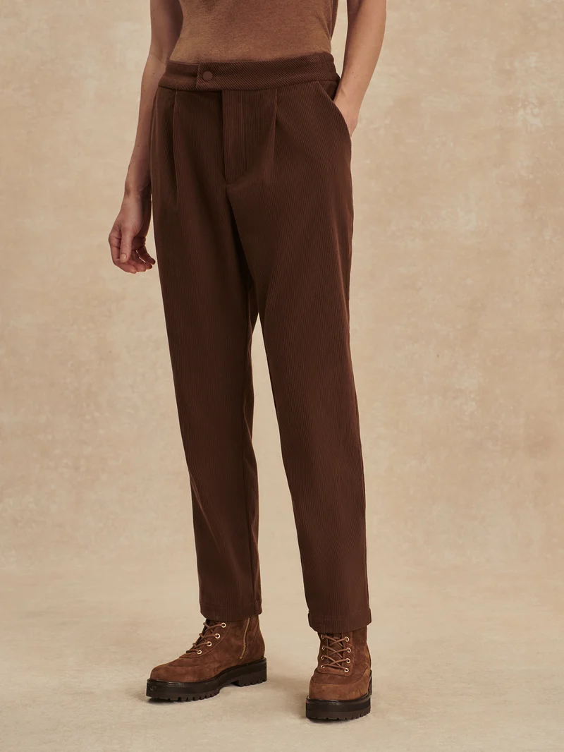 Plush Cord Elegant Tapered Trouser Long