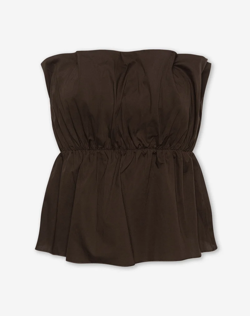 FANCY PEPLUM TOP DONKERBRUIN