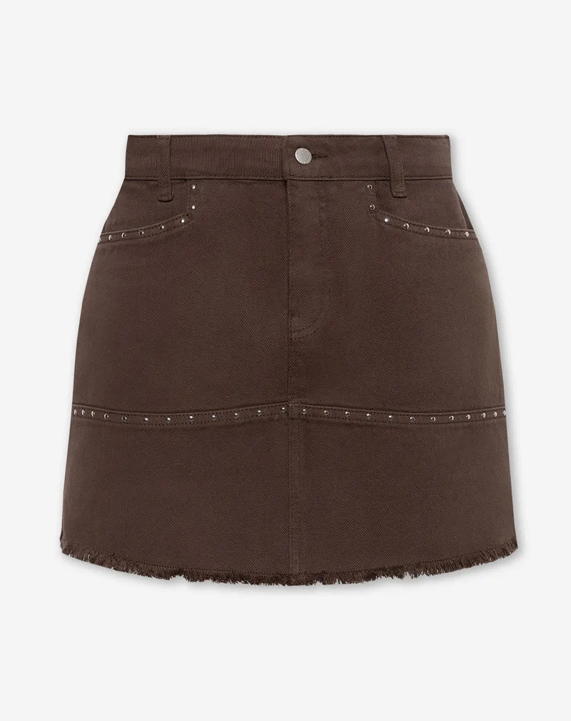 VICKY STUD DENIM SKIRT BRUIN