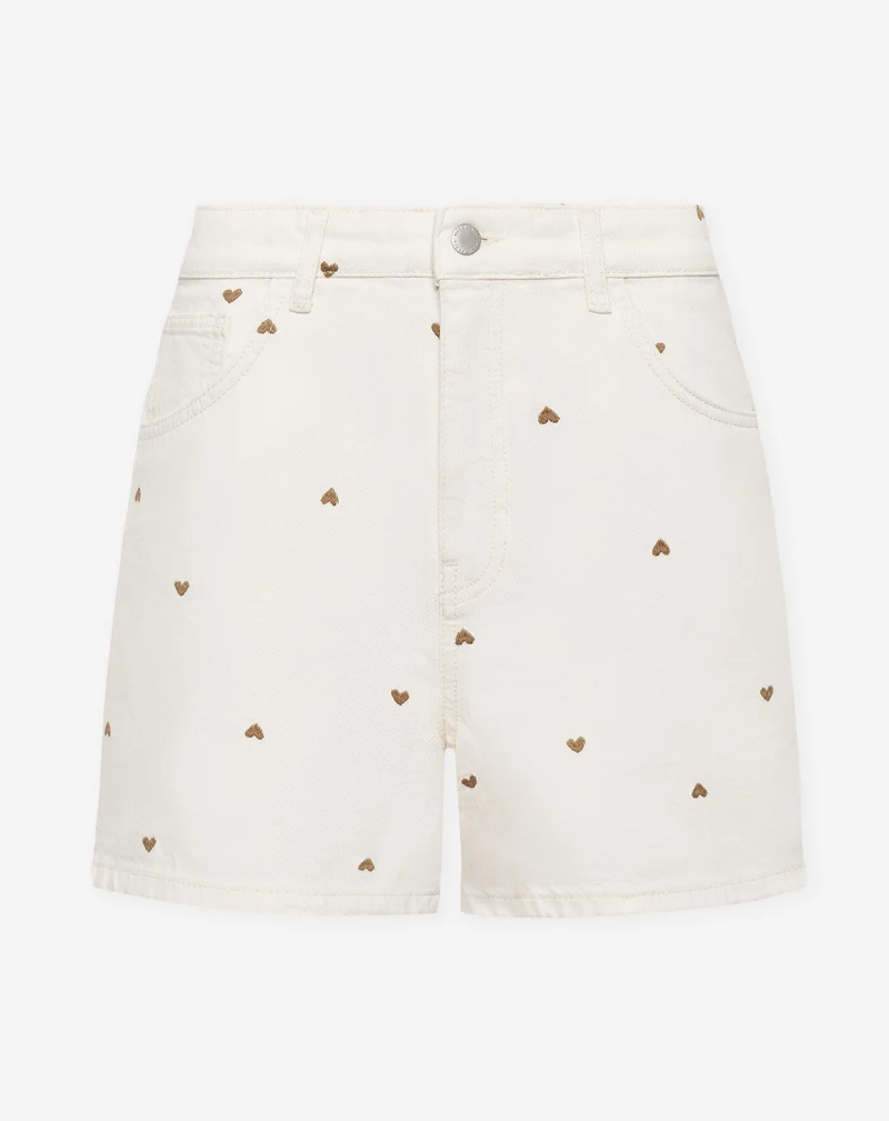 HEART MOM DENIM SHORT CRÈME