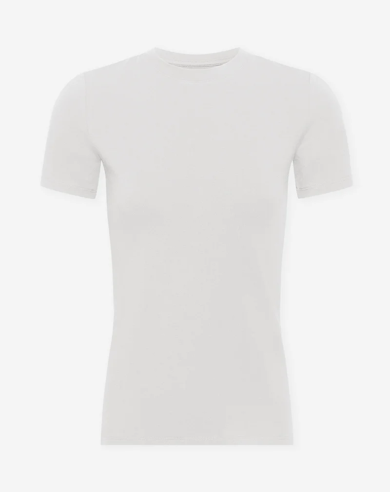 BASIC SHORT SLEEVE FITTED TOP CRÈME