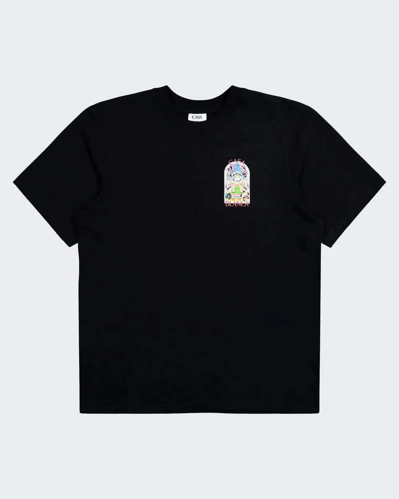 Casablanca Heren Tennis Landscape T-Shirt Zwart