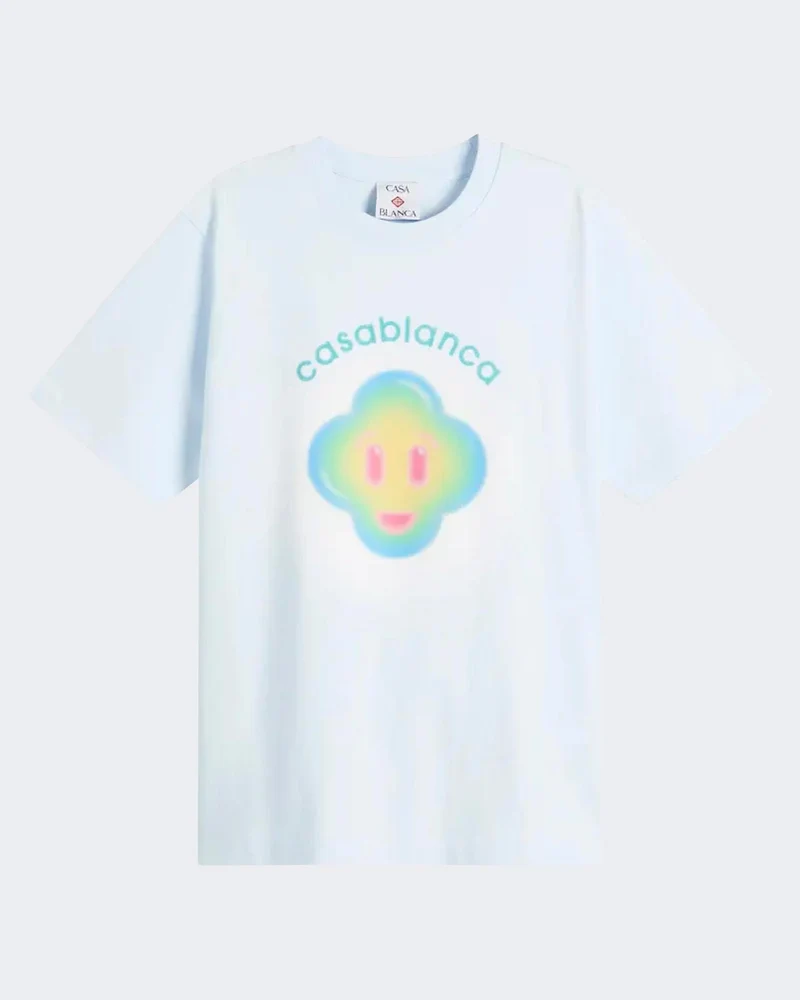 Casablanca Heren Airbrush Smiley T-Shirt Blauw