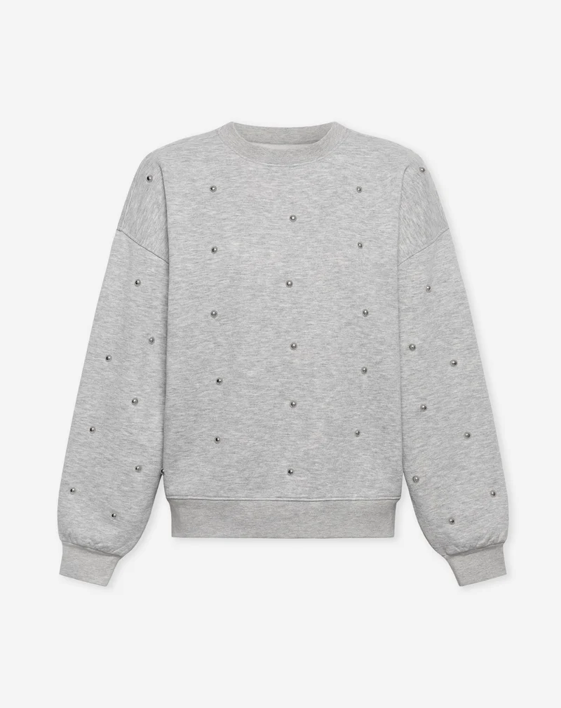 BOLD STUDS SWEATER LICHTGRIJS MELANGE