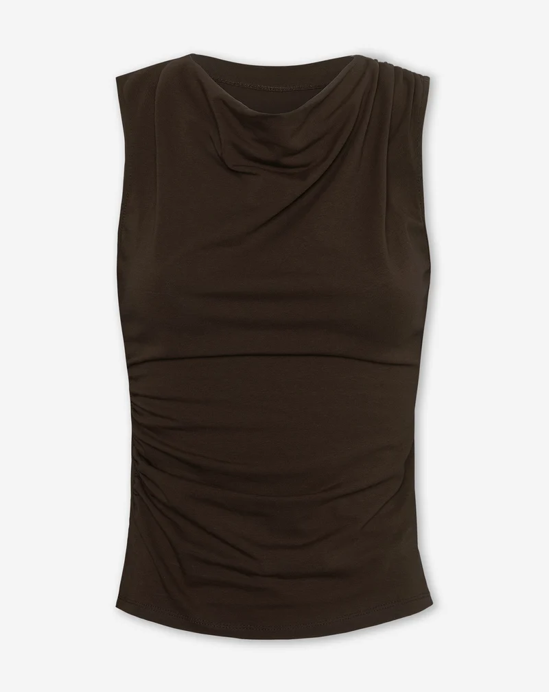TAMAR DRAPED TOP DONKERBRUIN