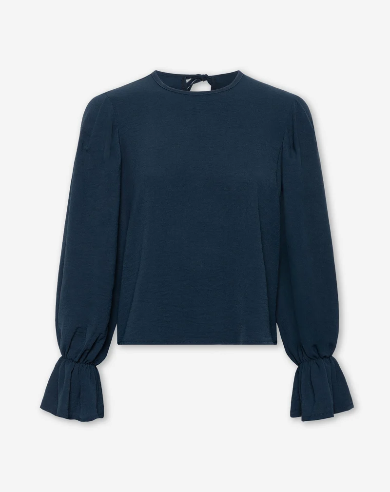 JULIE PLEATS LONG SLEEVE TOP MARINEBLAUW