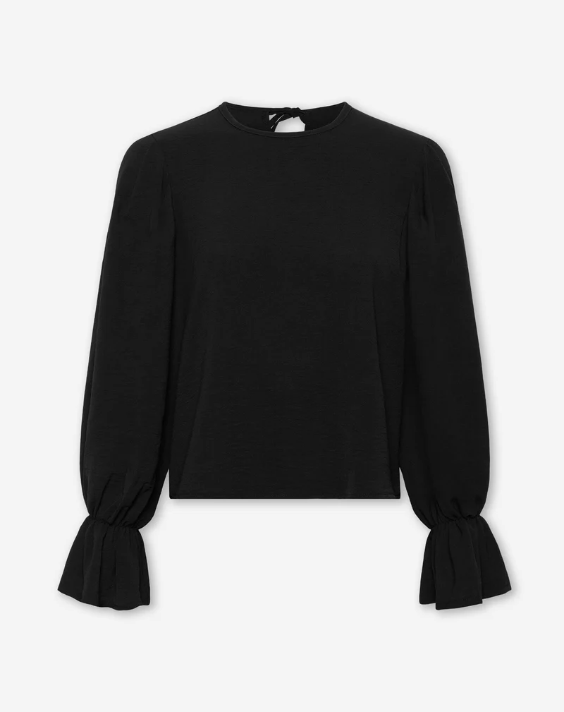JULIE PLEATS LONG SLEEVE TOP ZWART