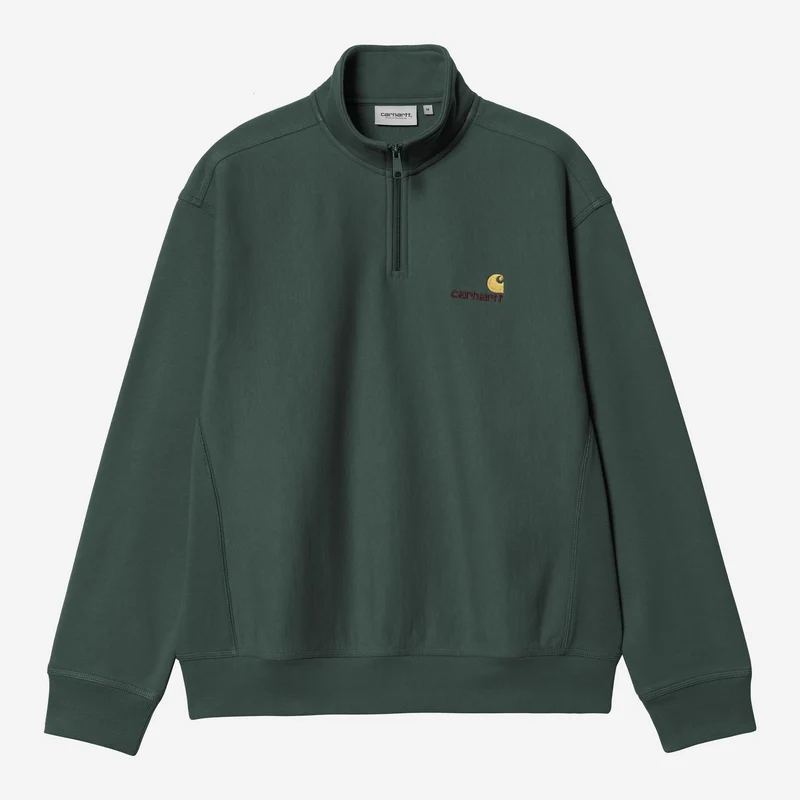 Carhartt WIP Heren halve rits American Script Sweatshirt | Boerenkoolgroen