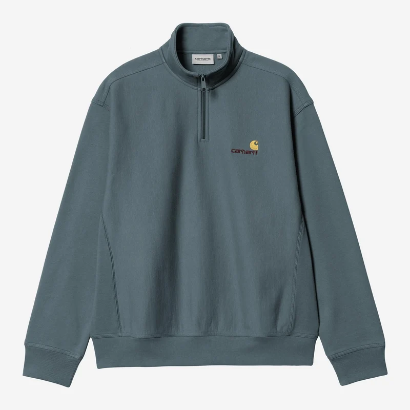 Carhartt WIP Heren halve rits American Script Sweatshirt | Kantoorblauw