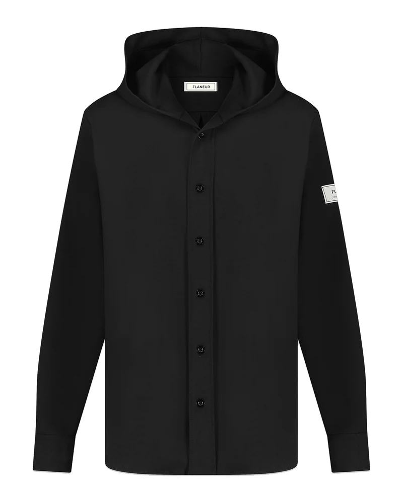 FLÂNEUR Heren Atelier Hooded Shirt Zwart