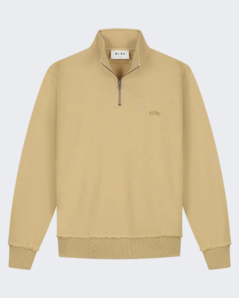 Heren Signature Zip Sweater Beige