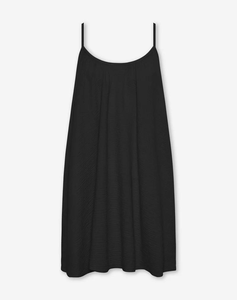 MIRA MOUSSELINE SHORT DRESS ZWART
