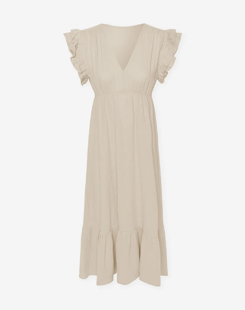 JAZMIN MOUSSELINE MAXI DRESS BEIGE