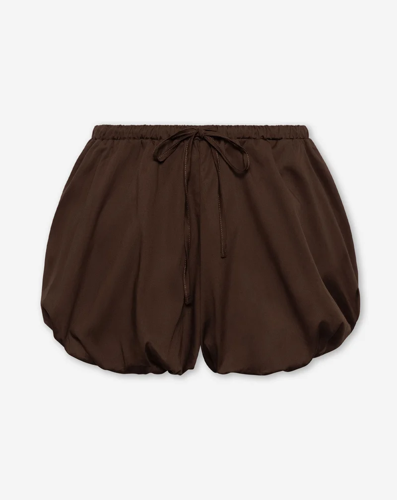 WENDE COTTON BUBBLE HEM SHORTS DONKERBRUIN