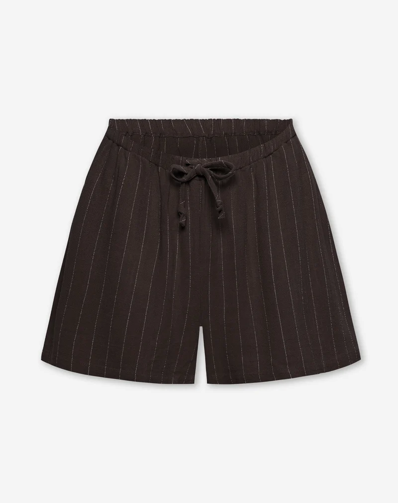 RHODE LINEN PULL ON SHORTS MATERNITY PIN STRIPE BRUIN