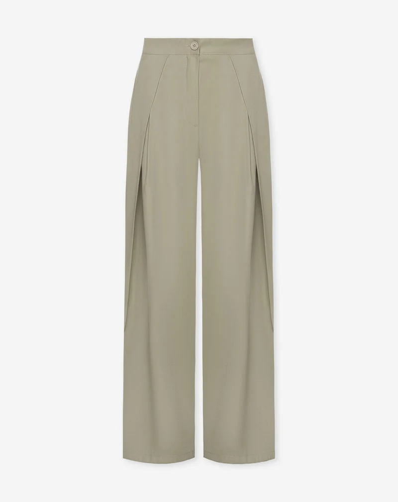 SHELLY VISCOSE PLEAT PANTALON LICHTGROEN