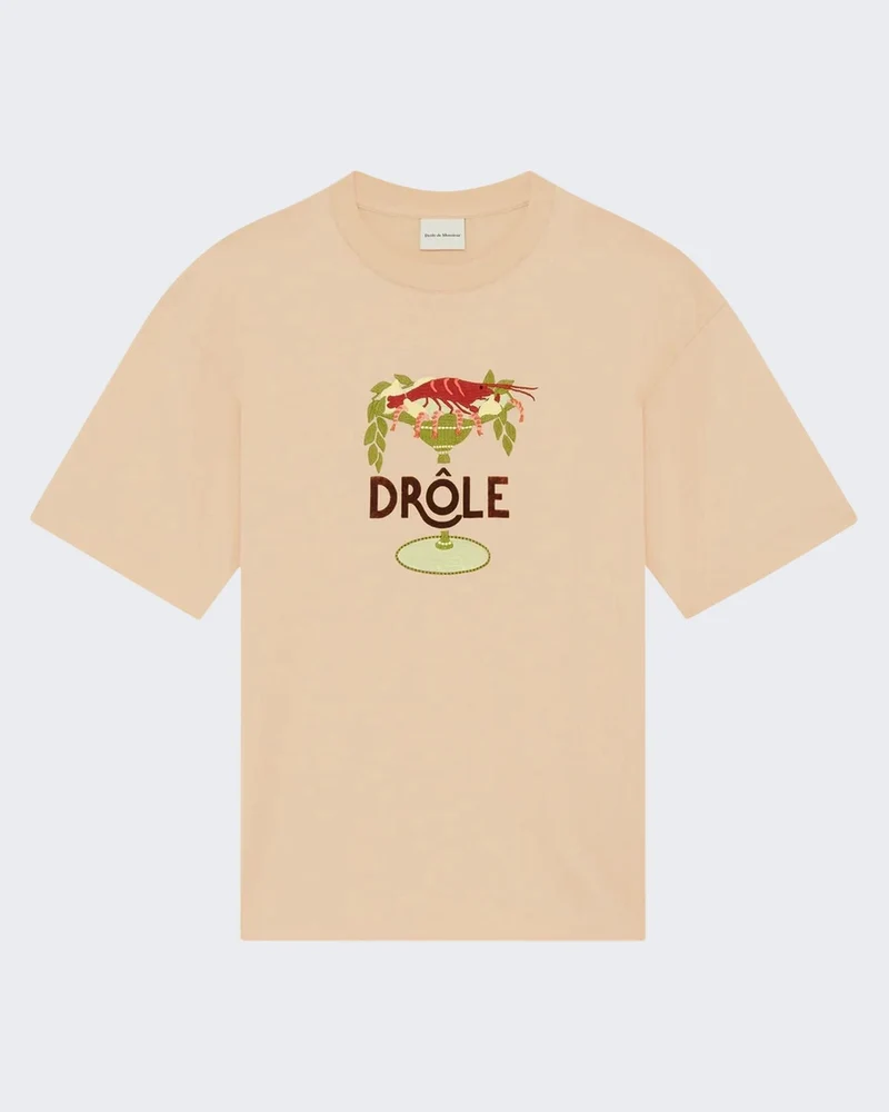 Drole De Monsieur Heren Lobster Cup T-Shirt Beige