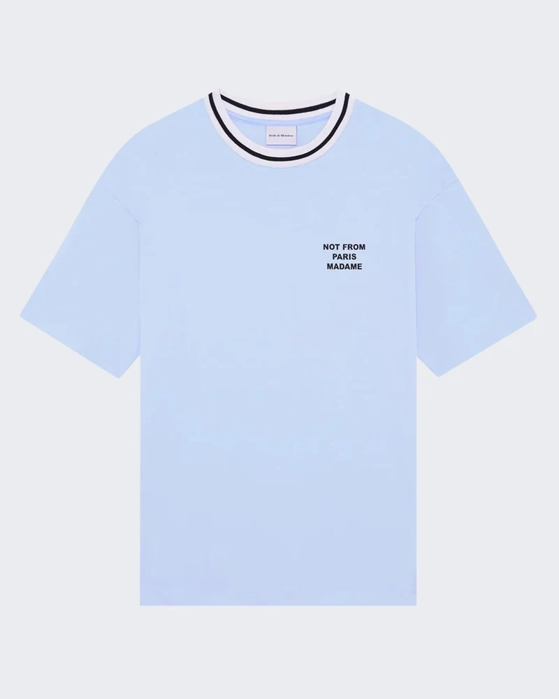 Drole De Monsieur Heren Slogan Sport T-Shirt Blauw