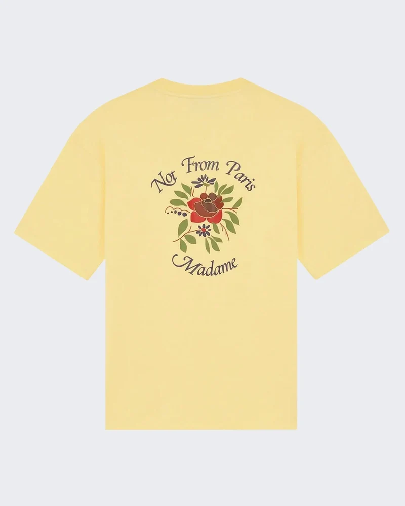 Drole De Monsieur Heren Slogan Rose T-Shirt Geel