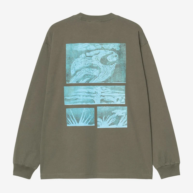 Carhartt WIP Heren Emerge T-shirt met lange mouwen | Leaf Stone Washed