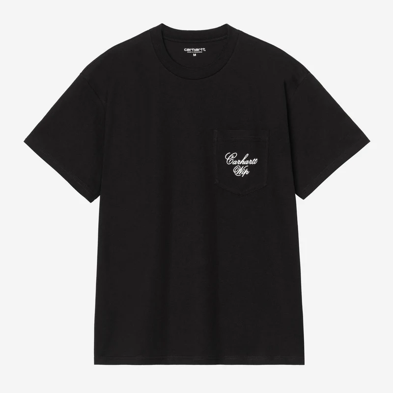 Carhartt WIP Heren T-shirt met lange mouwen en borstzak | Zwart-wit