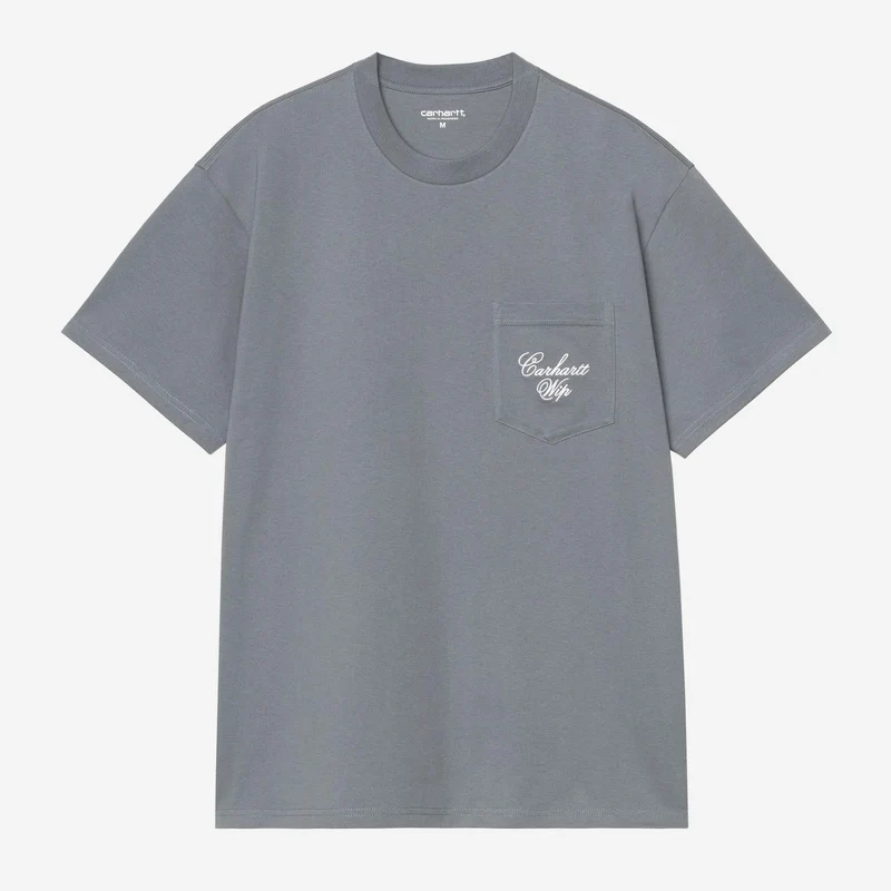 Carhartt WIP Heren T-shirt met lange mouwen en borstzak | Comfortabel blauw-wit