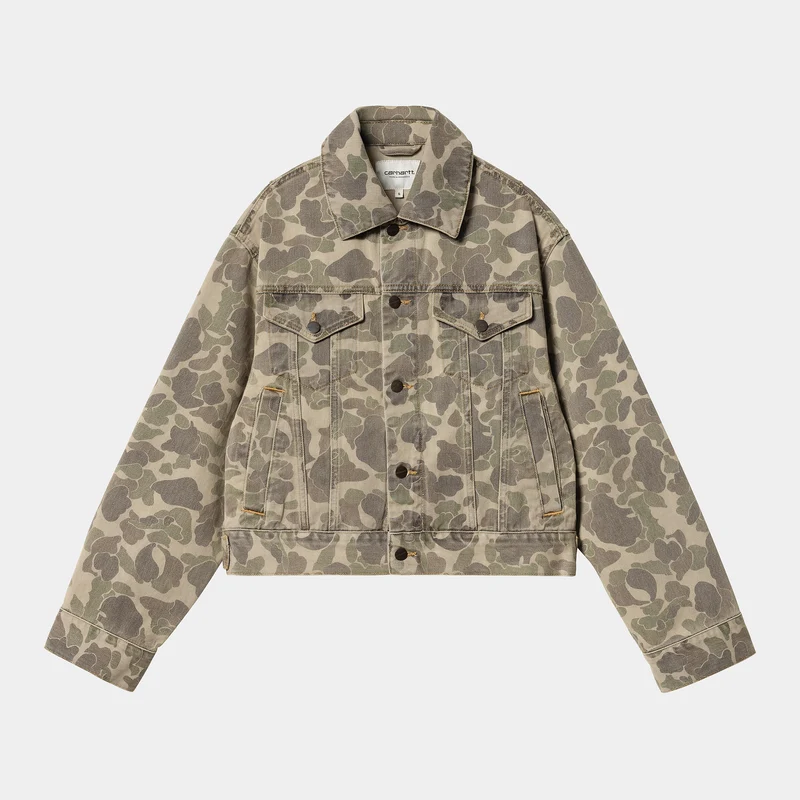 Carhartt WIP Dames Duck Orell Jas | Camo Duck Zwart Gebleekt