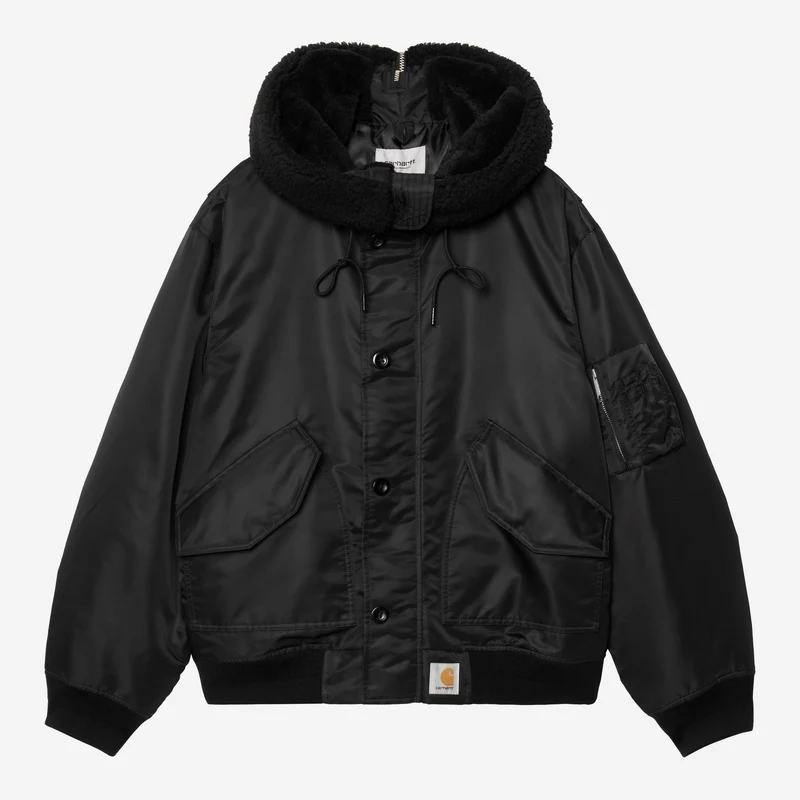 Carhartt WIP Heren Oltera Bomberjack met capuchon | Zwart / Zwart