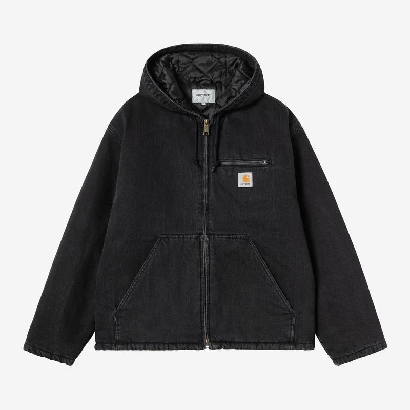 Carhartt WIP Cleveland-jas voor heren | Zwart met stonewashed afwerking