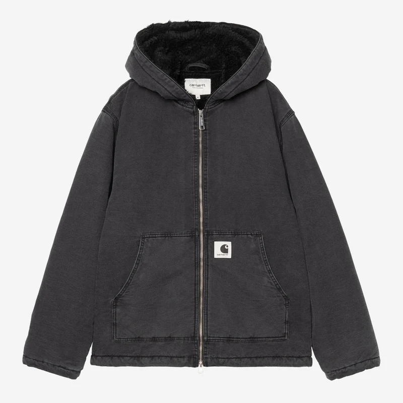 Carhartt WIP Damesjas met capuchon | Mitch-jas | Zwart, donker canvas