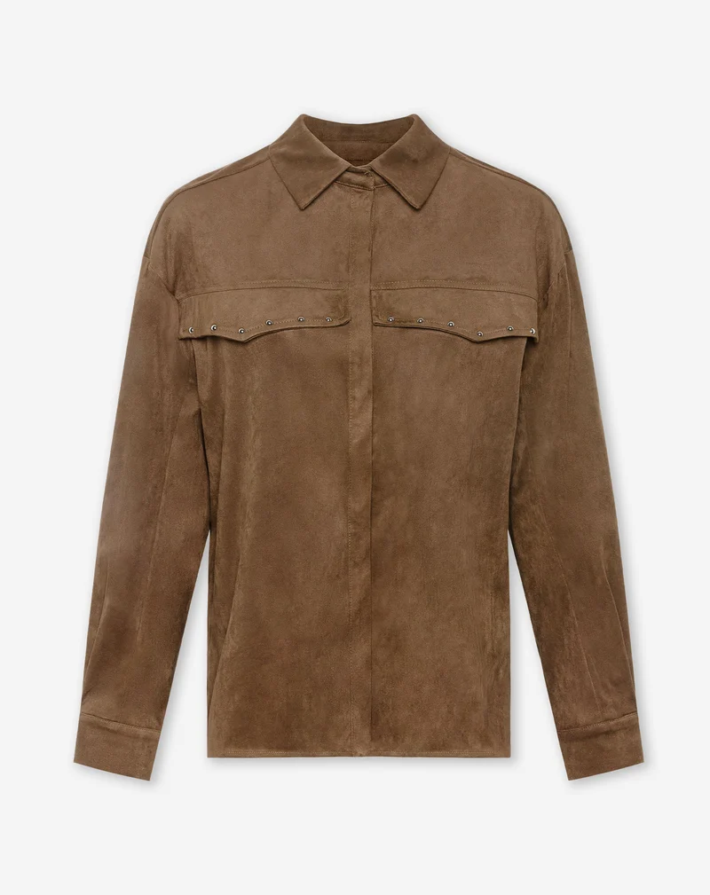 ROWAN SUEDE STUD BLOUSE CAMEL
