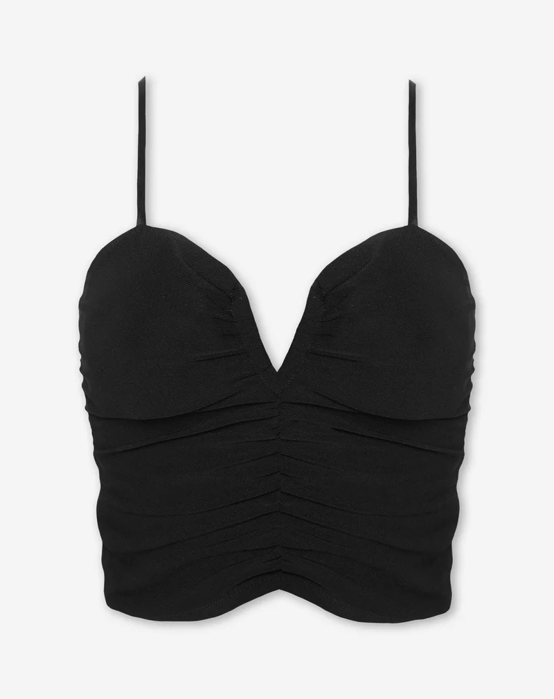 ELSA RUCHED CAMI TOP ZWART