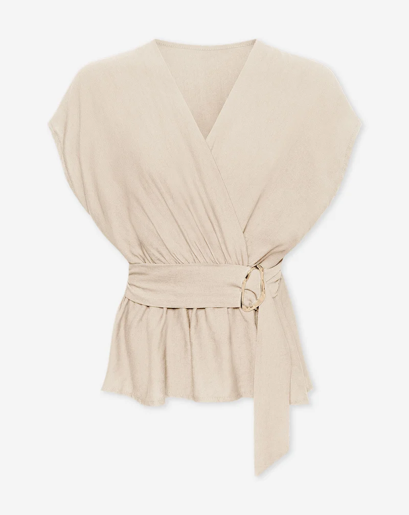 ZAYA VISCOSE BUCKLE TOP BEIGE