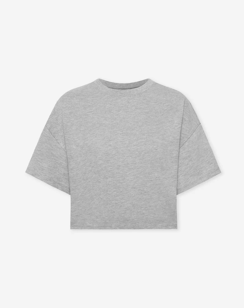 BASIC CROPPED OVERSIZED TEE GRIJS MELANGE