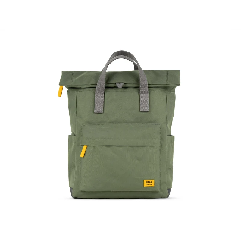 ROKA Geel label Canfield B Graniet Medium Tas van Gerecycled Canvas