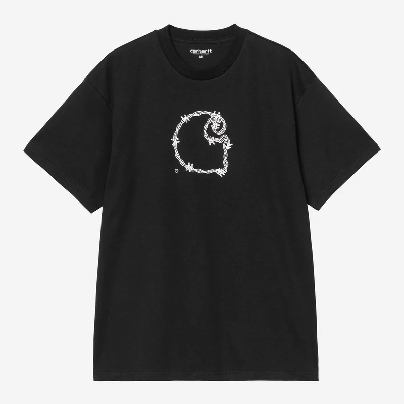 Carhartt WIP Heren Barbwire C T-shirt | Zwart