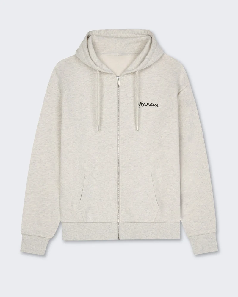 Heren Signature Zip Up Hoodie met rits en capuchon in grijs