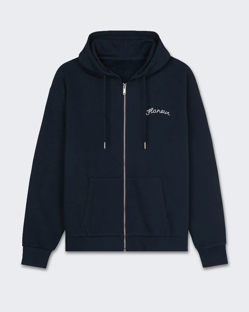 Heren Signature Zip Up Hoodie met rits en capuchon Blauw
