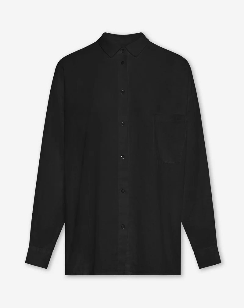 CARMEN LINEN OVERSIZED BLOUSE ZWART