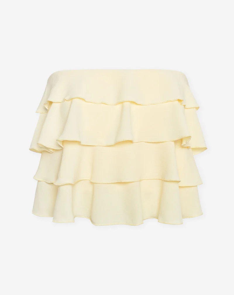 JULIE STRAPLESS RUFFLE TOP BOTERGEEL