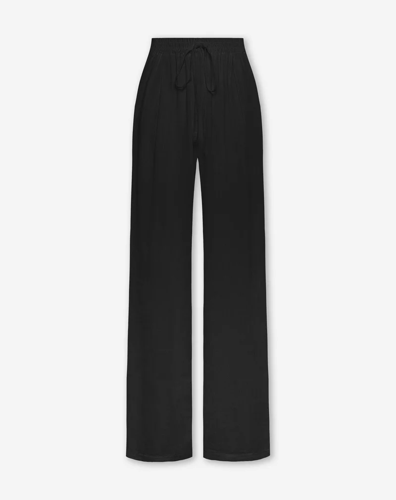 CARMEN LINEN WIDE LEG PANTS TALL ZWART