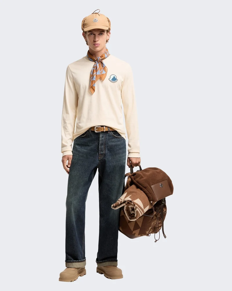 Heren T-shirt lange mouw Creme